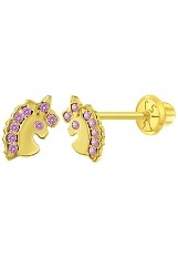 nice little magic unicorn screw back earrings for babies